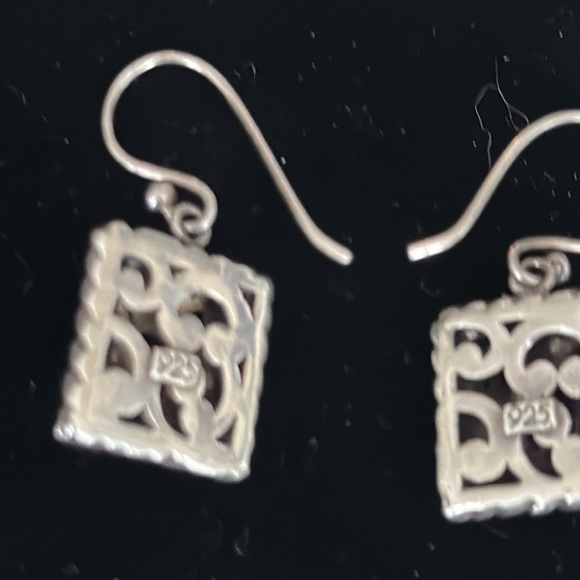 Pierced earrings sterling silver black onyx 1/2” - Picture 6 of 6